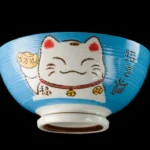 Keramická miska na ryžu kawaii Maneki Neko, zelená