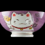Keramická miska na ryžu kawaii Maneki Neko, zelená