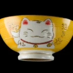 Keramická miska na ryžu kawaii Maneki Neko, zelená